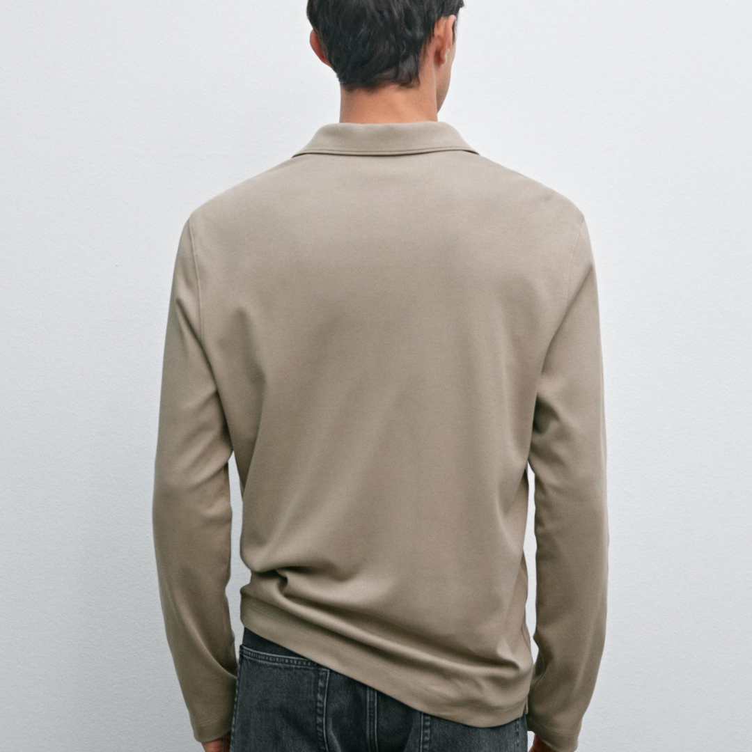 Long Sleeve Zip-Up Polo Shirt